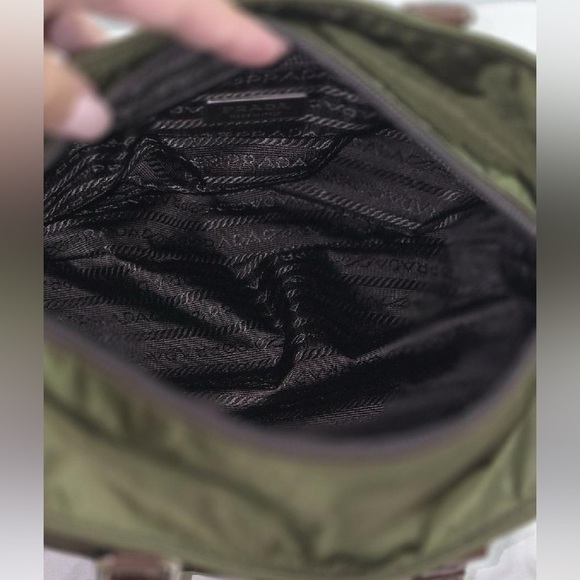 PRADA Milano Olive Green & Brown Nylon Medium Tote w/ Handles & Crossbody - Picture 10 of 14